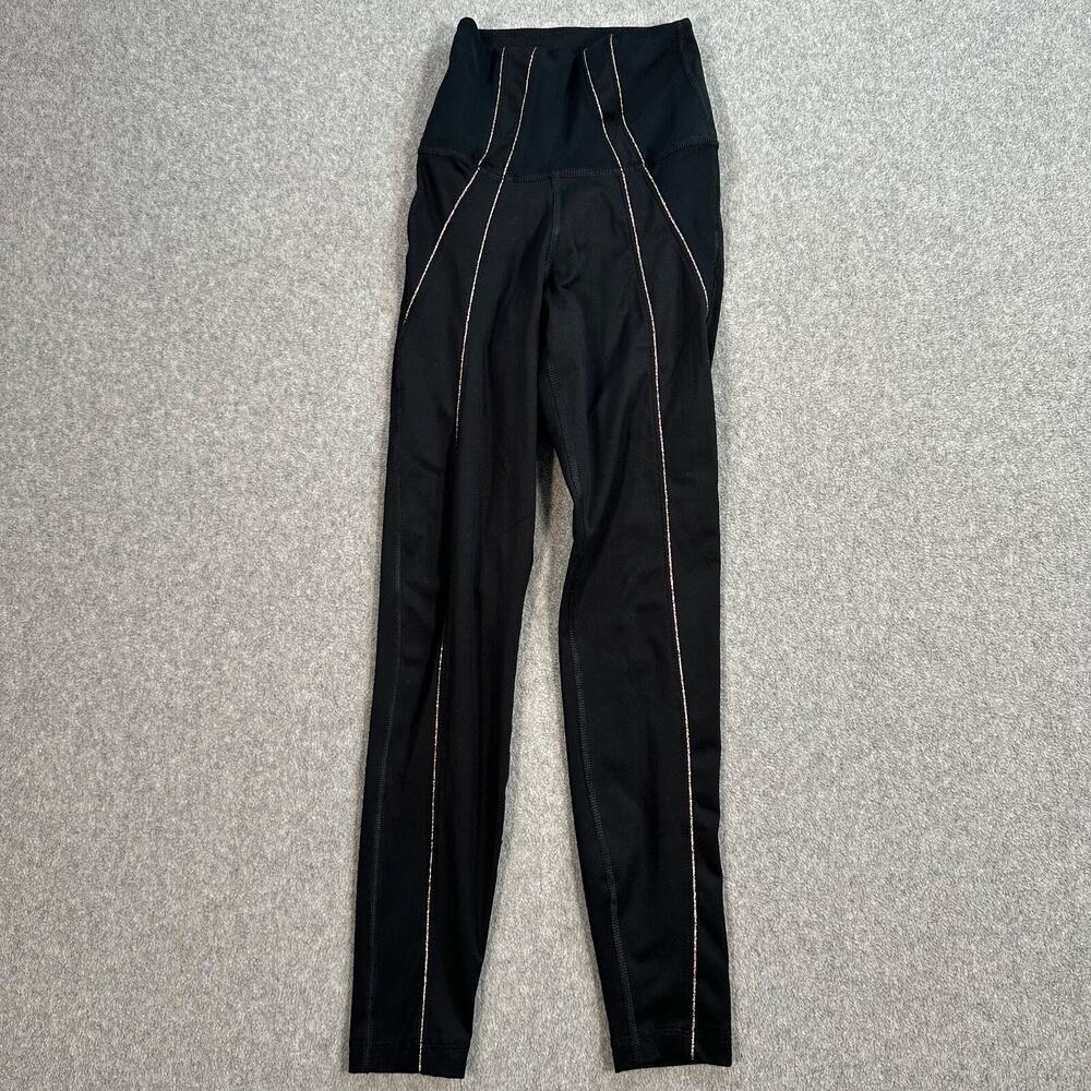 Nike Yoga Leggings High Waisted 7/8 Metallic Trim Womens XXS Dri-Fit DD5772-010